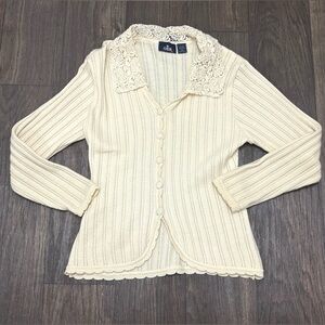 OBR Made in Italy Wool Blend Lace Collar Button Cardigan – Size M